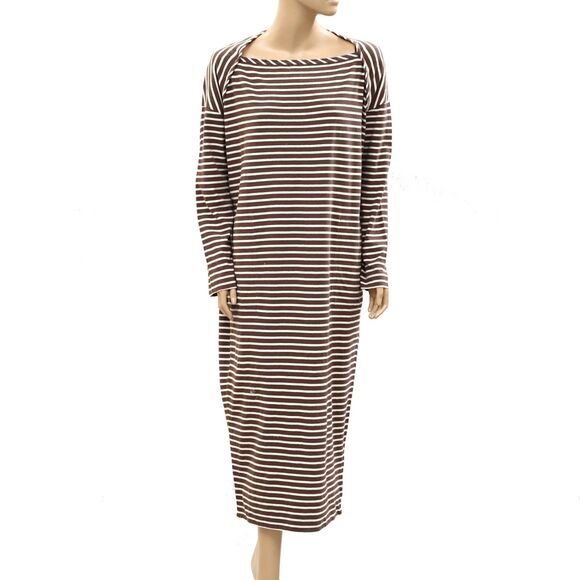 Free People Dresses & Skirts - Free People Free Est Tivoli Maxi Dress Stripe Printed Long Sleeve Brown S 287330